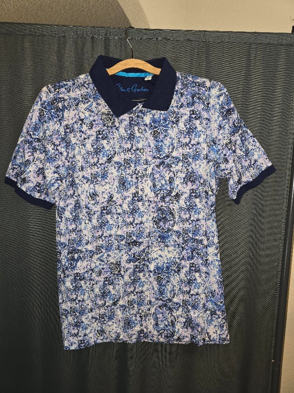 Robert Graham Men's Polo Shirt — Blue/Purple Paisley Print